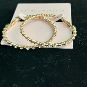 Rachel Parcell Gold Tone Crystal Embellished Hoops